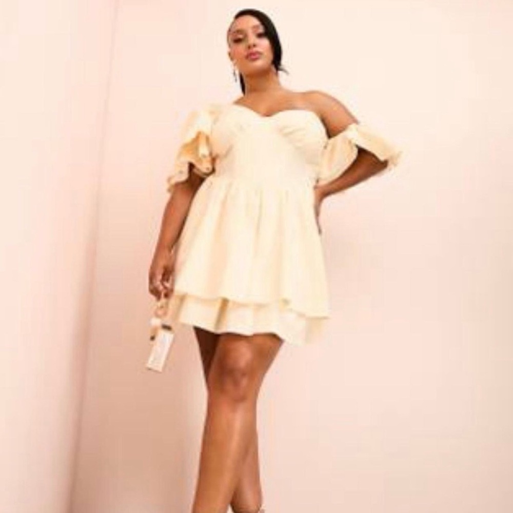 ASOS Curve Cream Asymmetrical Dress